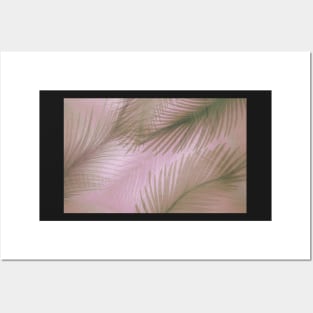 PASTEL PINK GREY DECO  FEATHER PALM DESIGN TROPICAL ART POSTER Posters and Art